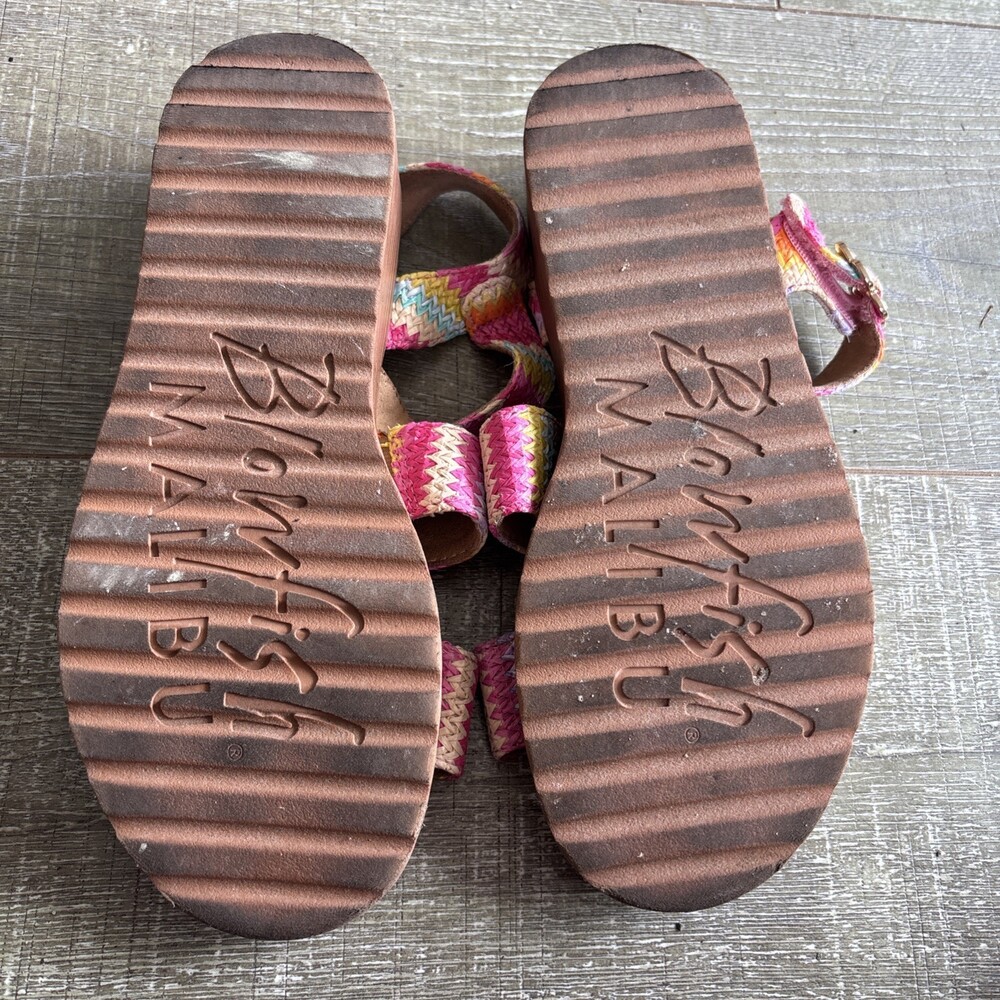 Blowfish Malibu Platform Sandals Sz 5M Rainbow Snap & Buckle Closure Open Toe - Picture 9 of 15